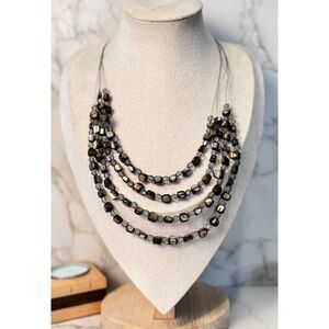 Abalone and Smokey Glass Multistrand Necklace